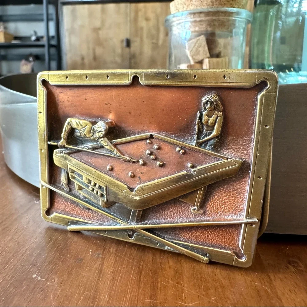 Vintage Bergamot Brassworks Pool Table Buckle
